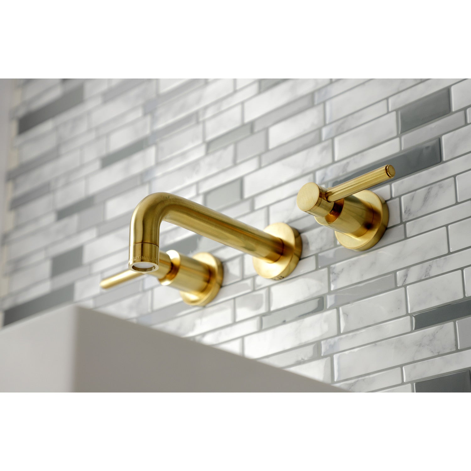 Kingston Sona KS8127DL - Concord Double-Handle 3-Hole Wall Mount Bathroom Faucet, Brushed Brass — thumbnail 3